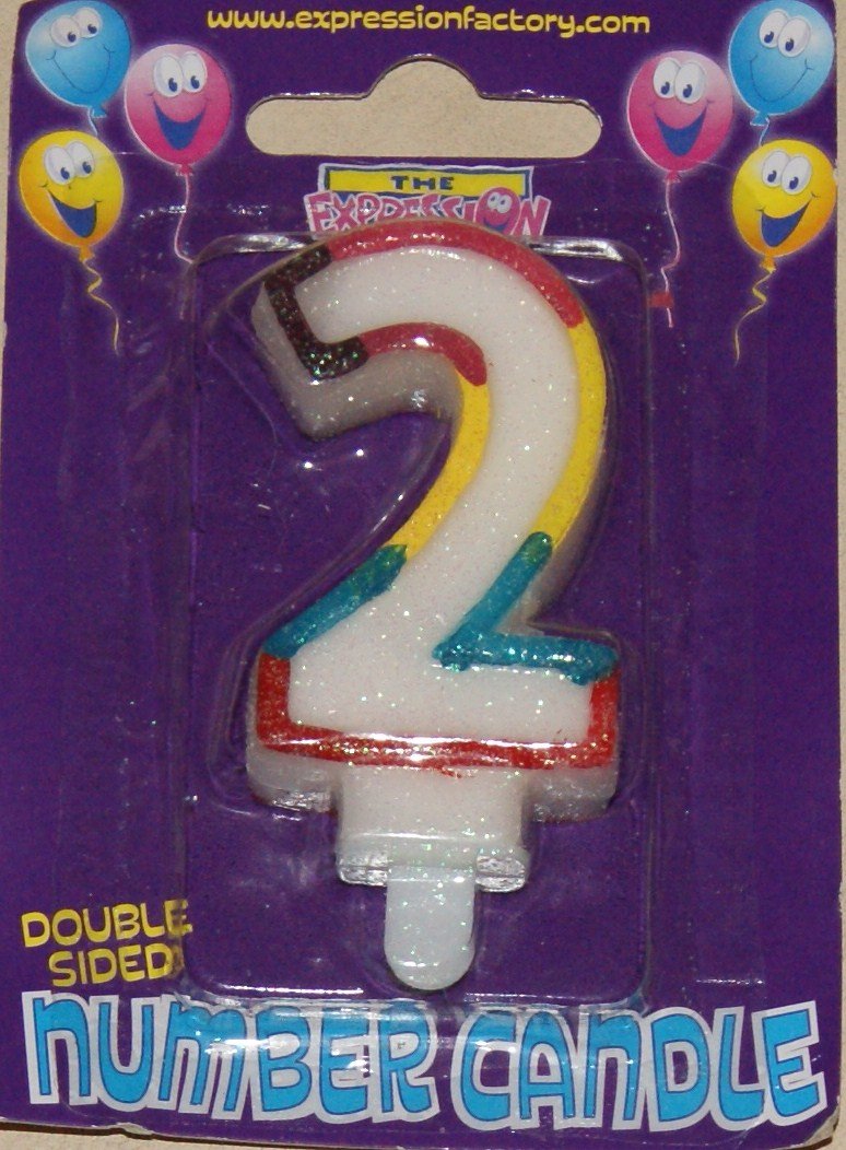 THE EXPRESSION FACTORYAMZCA002 Number 2 Rainbow Edge Age Candle, Multi-Colour