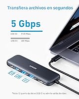 Vista 4 de Anker Hub USB C, divisor USBC a HDMI 5 en 1 con pantalla 4K, 1 puerto USB-C de 5 Gbps alimentado y 2 puertos de datos USB-A 3.0 de 5 Gbps
