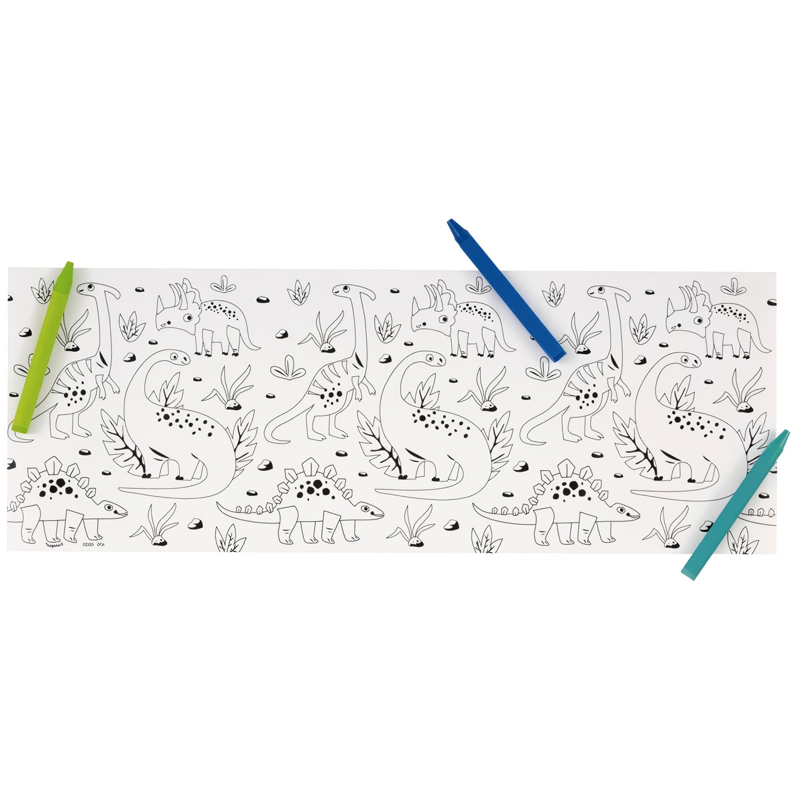 Blue & Green Dinosaur Coloring Rolls & Crayons - Captivating, Unique, & Vibrant Art Adventure for Kids - 3ct