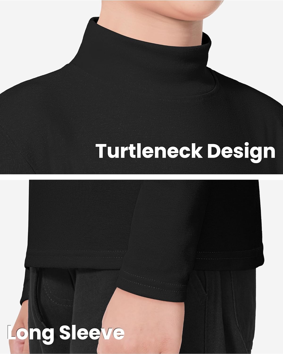 Auranso 3 Pack Boys Girls Turtleneck Kids Long Sleeve Shirts Solid Warm Unisex Turtle Neck Top - Image 2