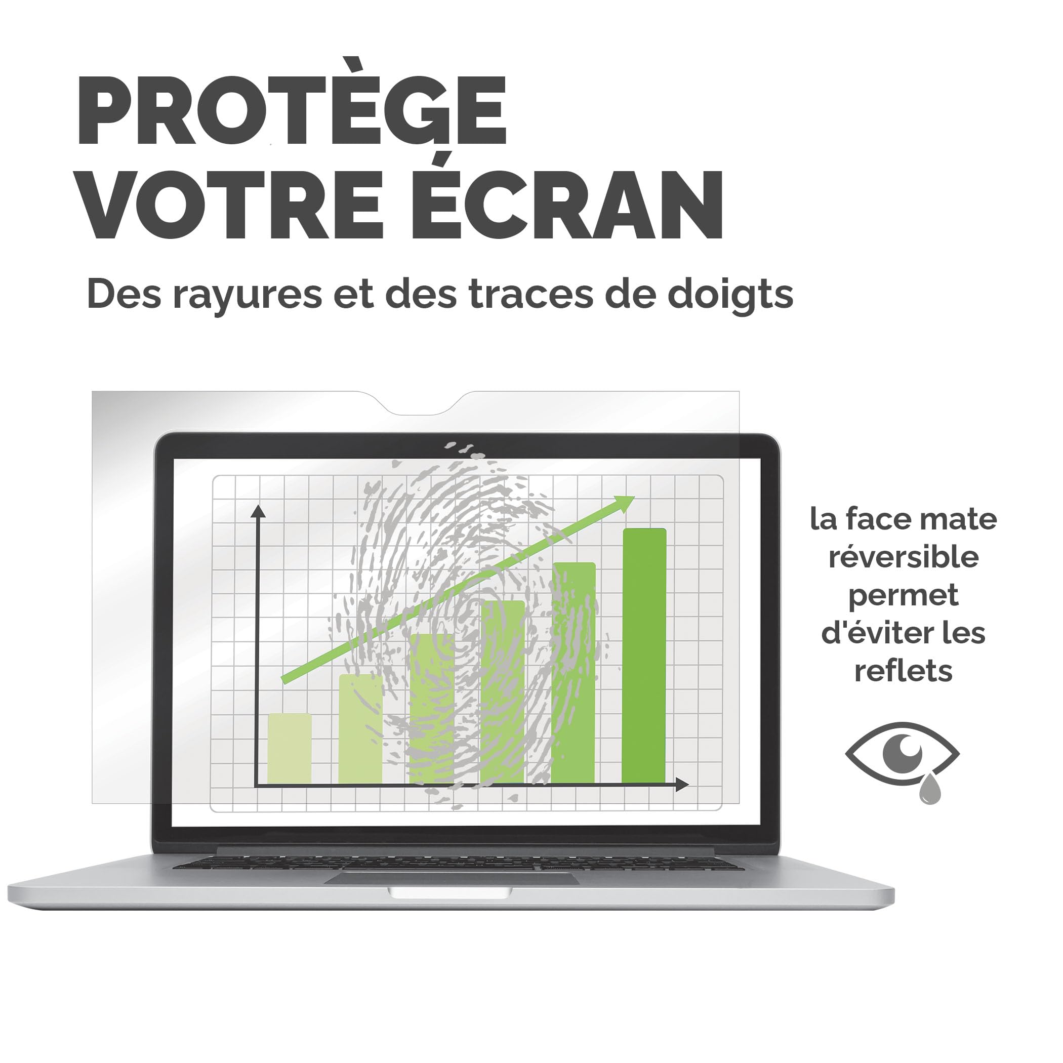 Fellowes Filtre de confidentialité PrivaScreen™ - Protection d’écran pour ordinateur portable 15,6 pouces (format 16:9, 345 x 194 mm) - Fixation et retrait faciles avec languettes Quick Reveal