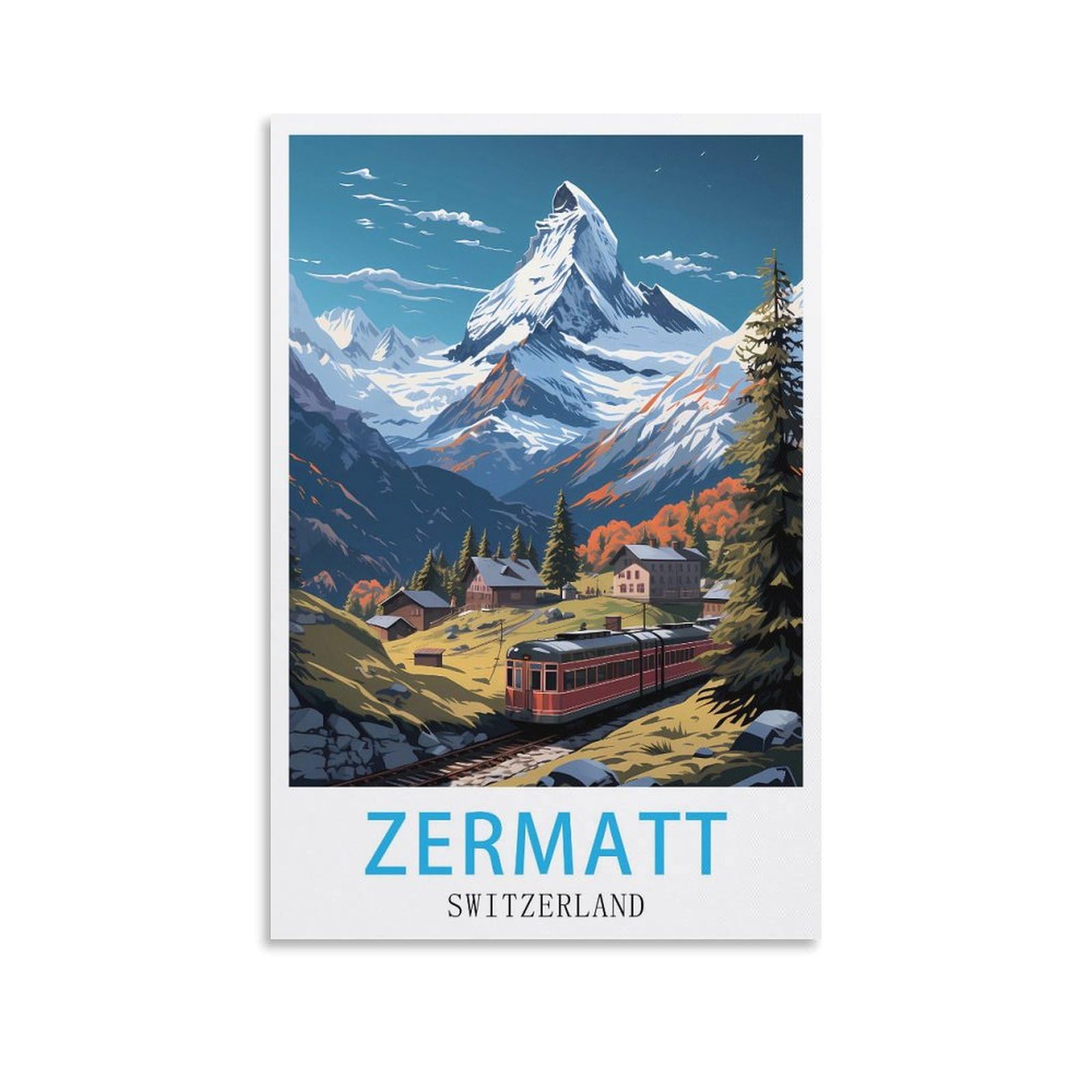 Lnuyitr Unframe-Style Zermatt Switzerland Vintage Travel Poster 12X18inch(30X45cm) Canvas Art Posters And Wall Art Picture Prints Modern Home Bedroom Decor Posters