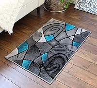 Vista 27 de Masada Rugs, Alfombra moderna y contemporánea, turquesa, gris y negro (5 pies x 7 pies)