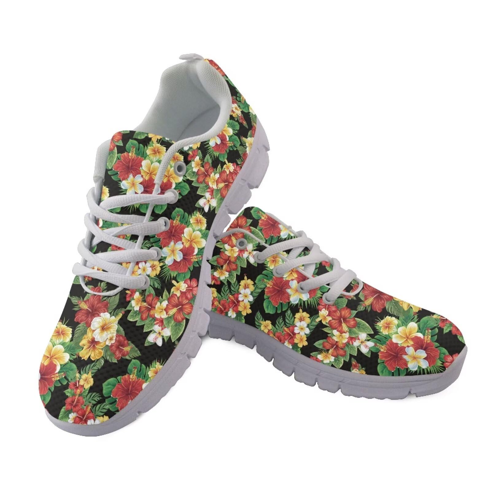 Męskie i damskie buty do chodzenia buty do biegania trampki do chodzenia sportowe buty do biegania, Tropikalny hibiskus kwiatowy, 42.5 EU