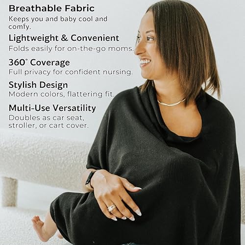 Miniatura 2 de Poncho transpirable para lactancia  Elegante bufanda multiusos para lactancia materna, funda de asiento de coche y manta de bebé para madres modernas