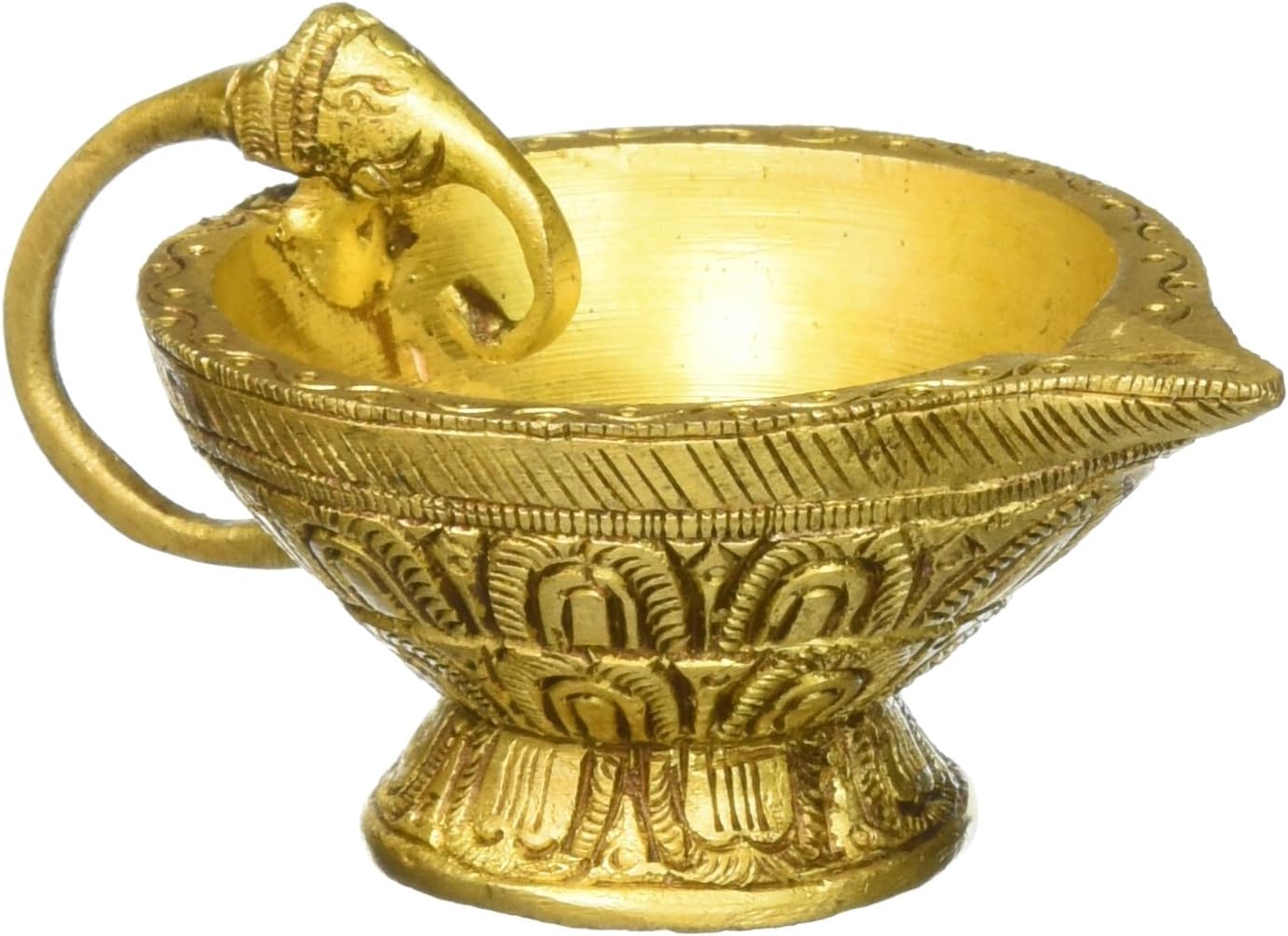 Amazon.com: Gangesindia Brass Puja Diya Carved Lamp with Gaja Mukha ...