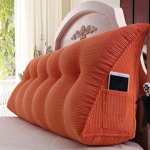 Miniatura 2 de Almohada de lectura, cabecero triangular grande, con cuña y respaldo de terciopelo de maíz, cojín de apoyo de posicionamiento con funda extraíble,