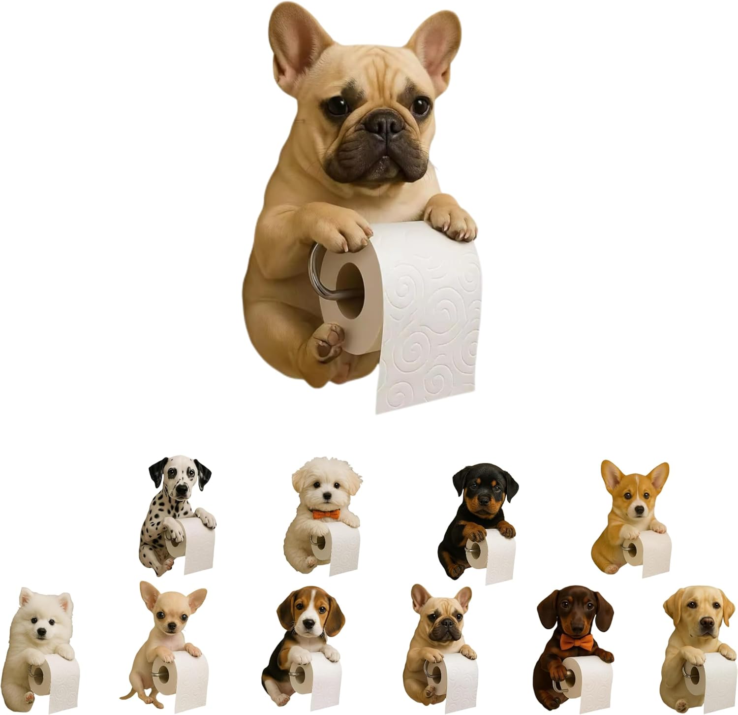 2025 Puppy Toilet Paper Holder - 3D Realistic Dog Paper Towel Dispenser - Wall Mounted Bathroom Decor for Pet Lovers - Cute Dog-Themed Tissue Storage for Home, Dorm & Kitchen (Beagle)