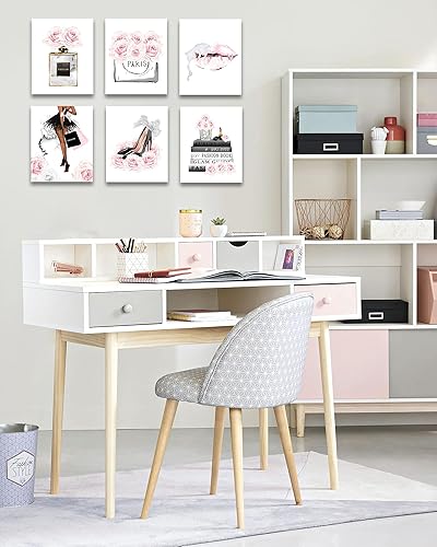 Miniatura 4 de Drsoum Glam - Decoración de pared gris a la moda, arte de pared para mujer, arte de pared plateado femenino para sala de belleza, arte para oficina,