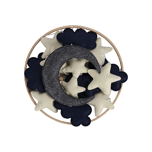 Miniatura 8 de Móvil de bebé para cuna  Luna azul, estrellas y nubes blancas hecho a mano para cuarto de bebé, móvil para cuna para niños