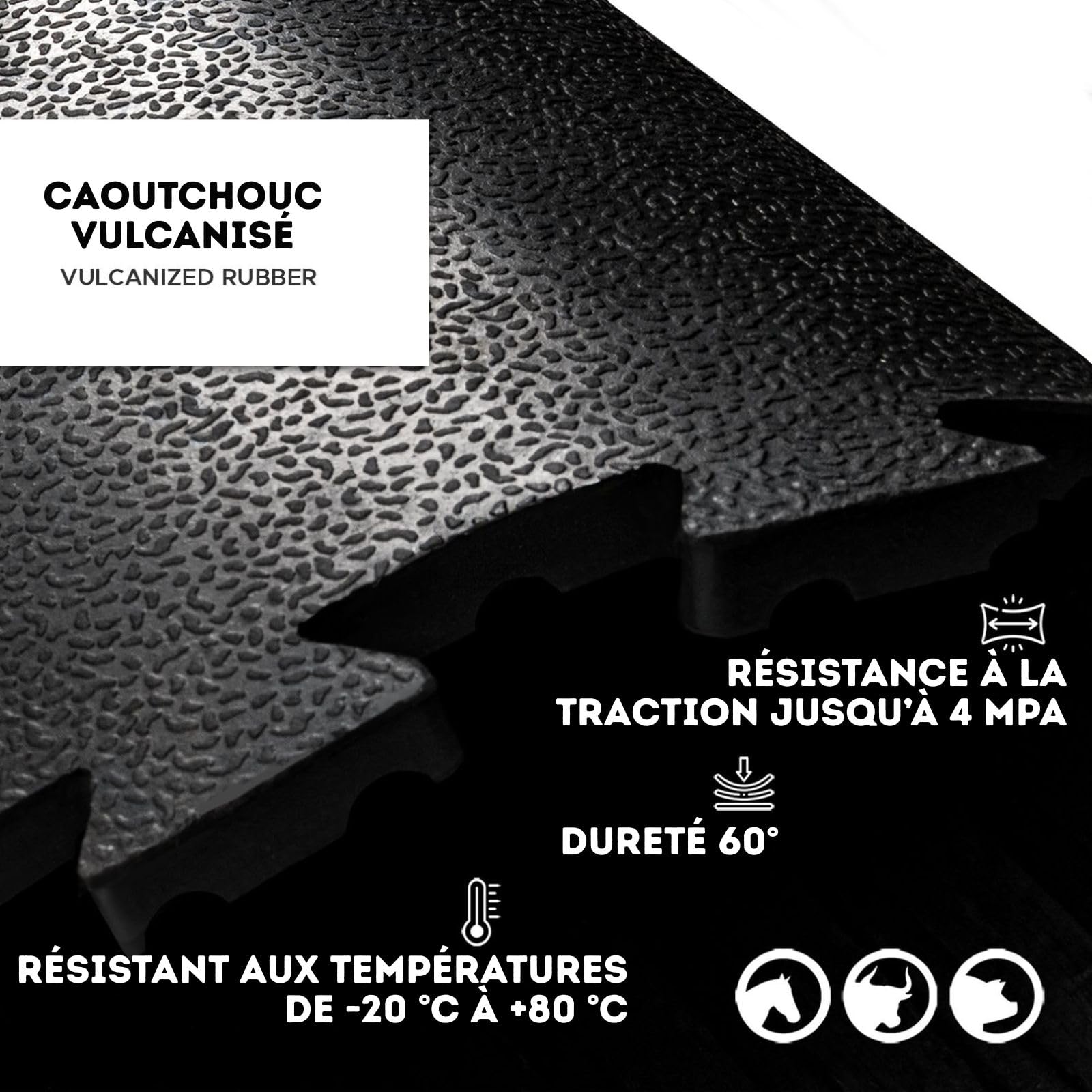 KARAT Tappeto Puzzle in gomma per stalla Pontiac per cavalli e mucche - Rivestimento da terra resistente da -20°C a +80°C - Piastrella impermeabile antiscivolo - Interblocco su quattro lati 122x182