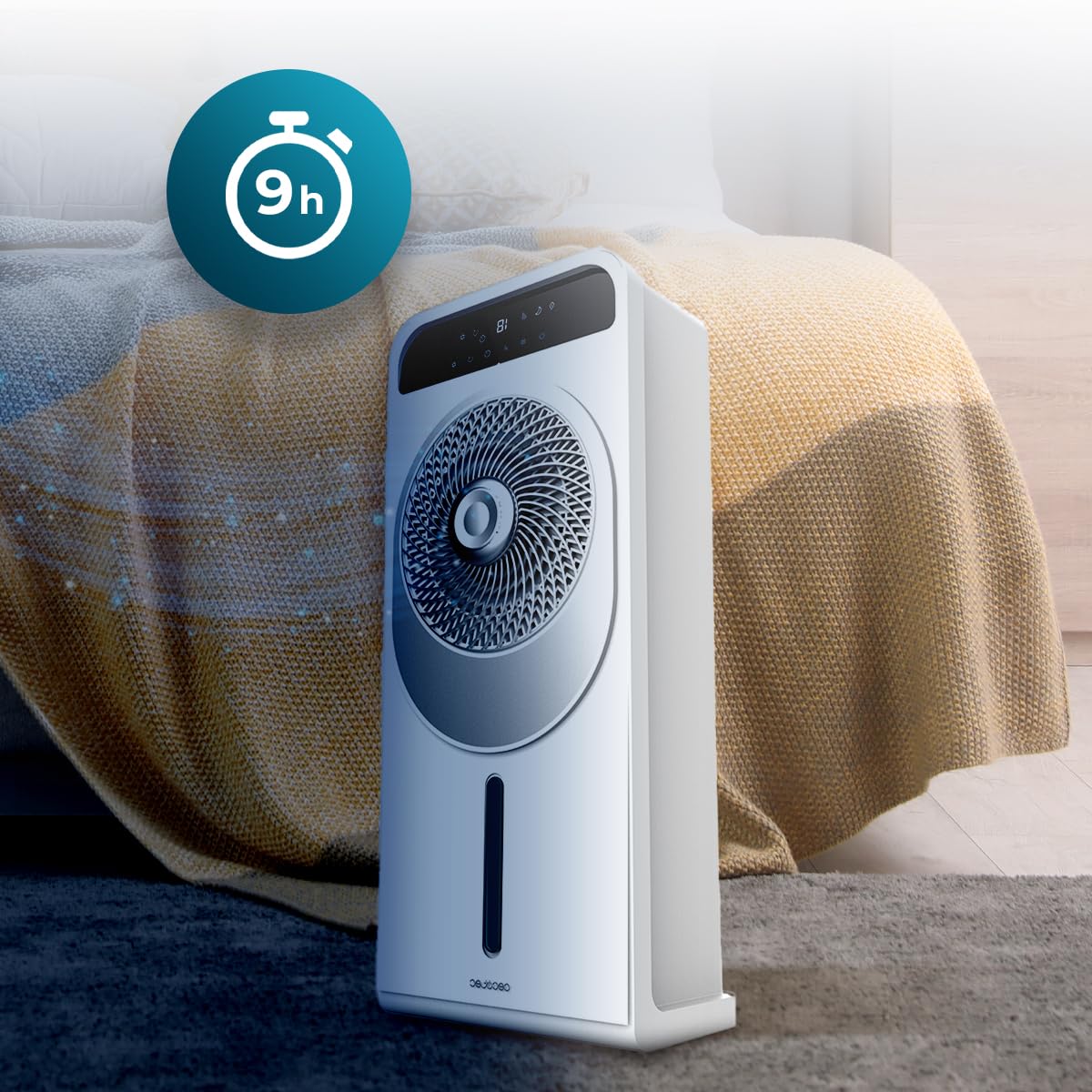 Cecotec Climatizador Evaporativo EnergySilence 5000 Cool Wave, 28 W, Motor DC, Depósito 5L, Mando a distancia, Pantalla LED, Control táctil, 12 Velocidades, Temporizador hasta 9h, Oscilación de 360º