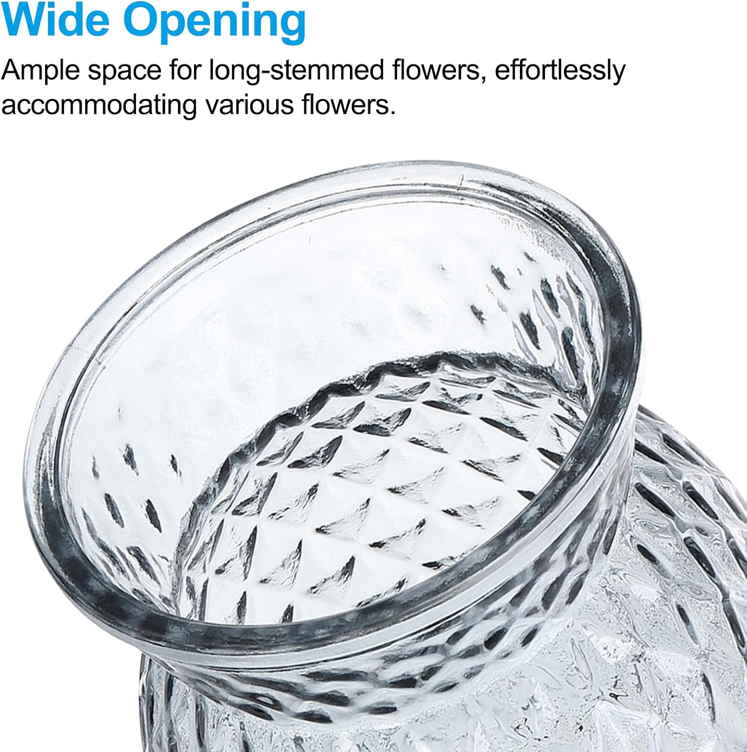 PATIKIL Clear Glass Flower Vase 4"x6",2 Pcs Large Mouth Geometric Faceted Decorative Vase for Home Office Decoration Dining Table Centerpieces Wedding Event, Grey