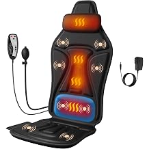 Vibration Massage Seat Cushion with Heat, Full Back &amp; Neck Massager for Chair, 8 Motors Massage Pad with Adjustable Lumbar Support, Heated Chair Cushion for Office Home Recliner