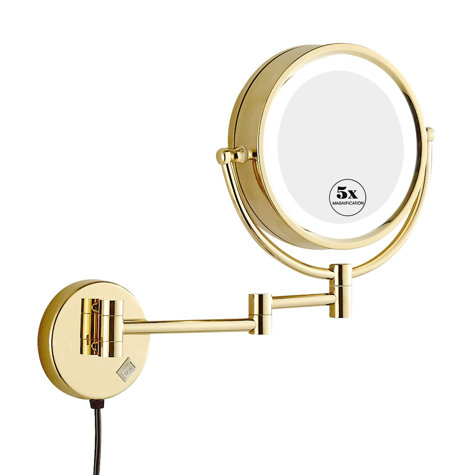 Miroir de maquillage mural double face rond grossissant pour salle de bain