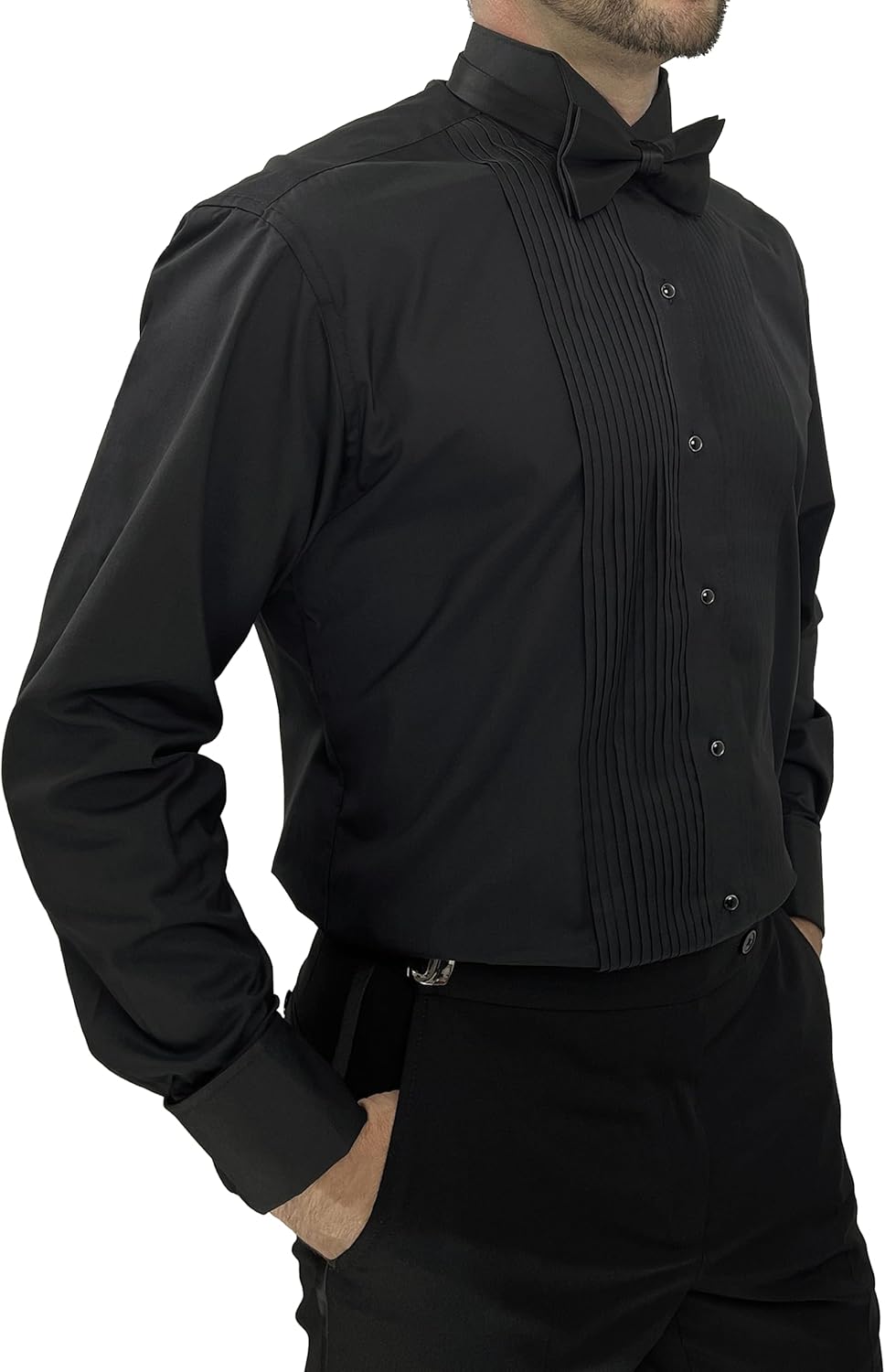 Sir Gregory Men's Fitted Tuxedo Shirt with Wing Collar French Cuffs and 1/4 Inch Pleat - Image 3