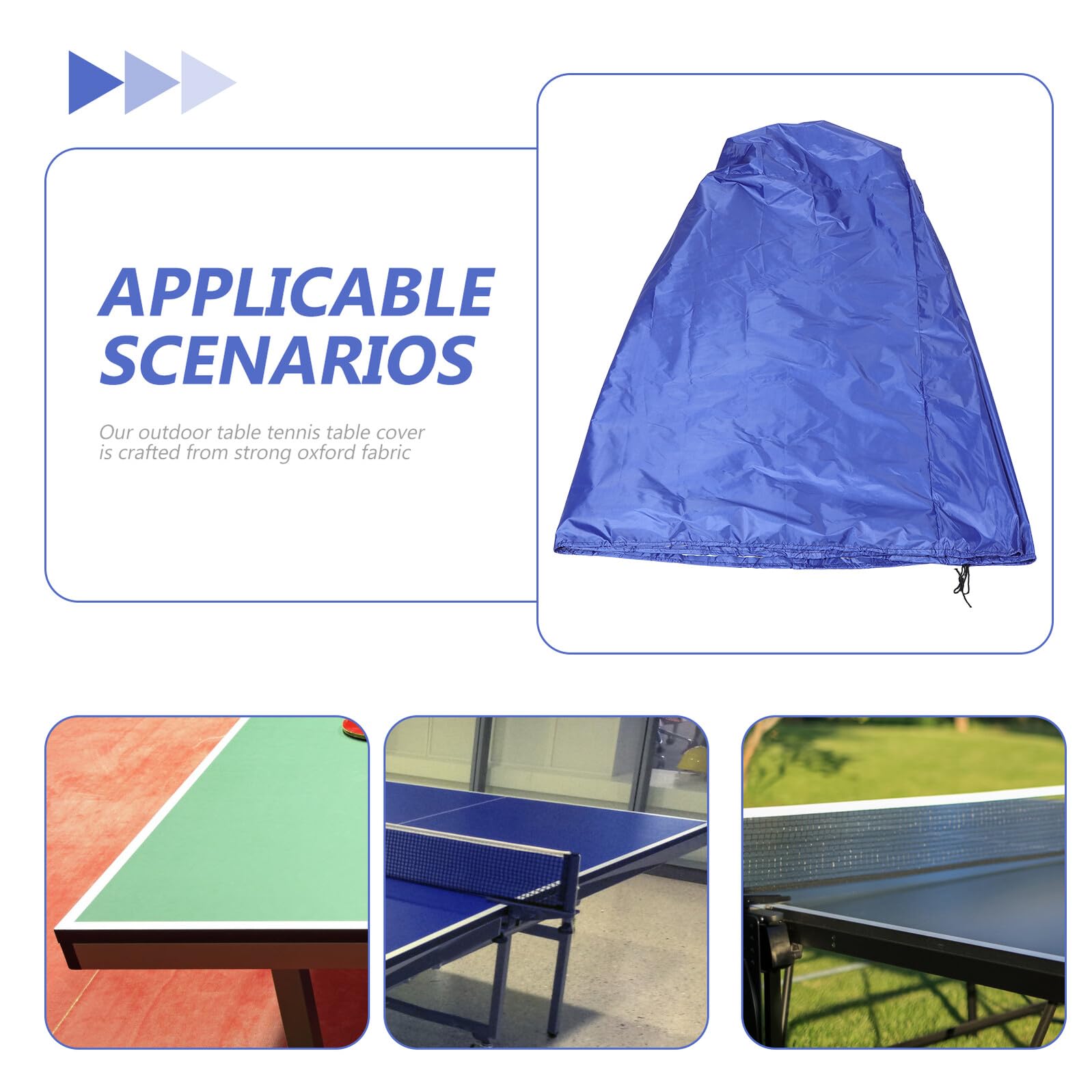 WOONEKY Copertura Tavolo Ping Pong Esterno Blu Oxford 210d | Tavolo da Giardino 165x70x185 Cm, Fori di Ventilazione, Struttura Traspirante e Cinghie Antivento