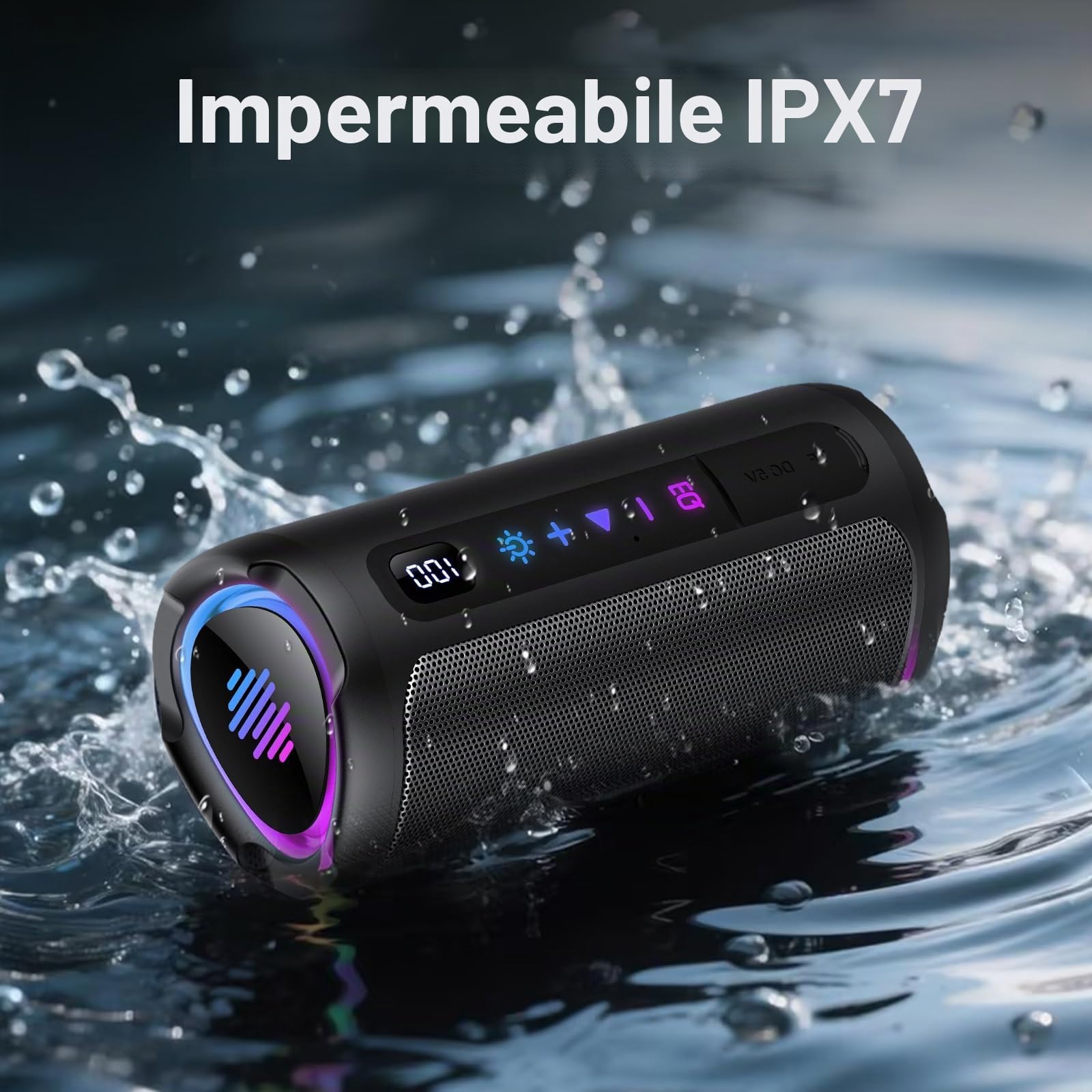 2026 Cassa Bluetooth 5.4 Potente 20W, Doppio Driver Basso, 20H Autonomia,TF | Casse Bluetooth Portatile con 2 EQ Modalità+Display Digitale, 7 RGB,Accoppiamento TWS,Altoparlante Bluetooth da Esterno Feste