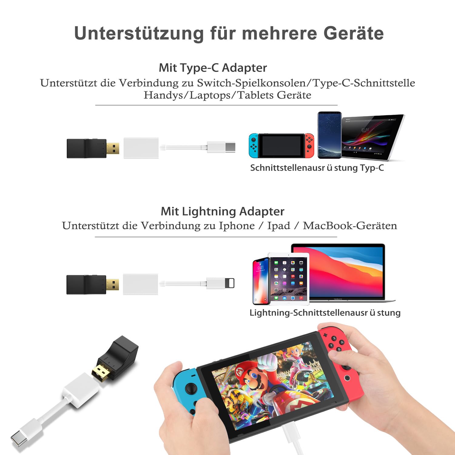 Isobel Nadajnik USB Bluetooth 5.0 z cyfrowym wejściem optycznym, bezprzewodowy adapter audio o niskiej latencji, adapter Bluetooth AUX do TV PC Switch / konsoli Xbox