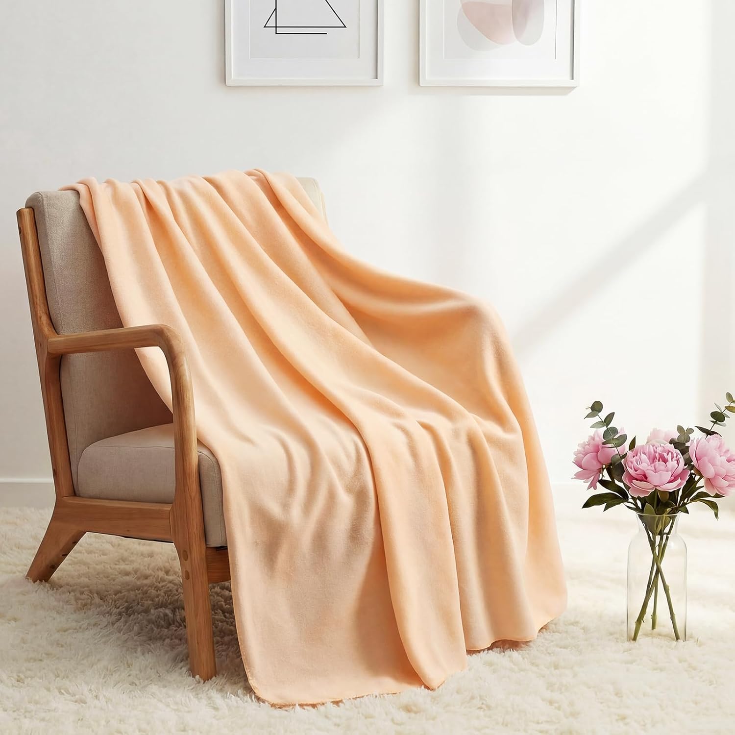Kinlop Fleece Blanket Bulk 60 x 50 Inch Soft Lightweight Fleece Cozy Blanket Warm Throw Plush Pet Throw for Bed Couch Sofa Home Office Wedding Gifts Travel Camping(Light Orange,40 Packs) - Image 4