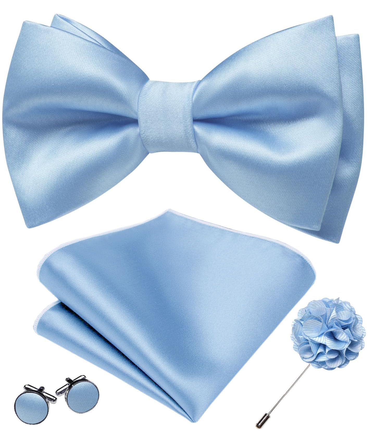 YOHOWA Mens Bow Tie Paisley Coloful Pre-tied Bowties Handkerchief Cufflinks