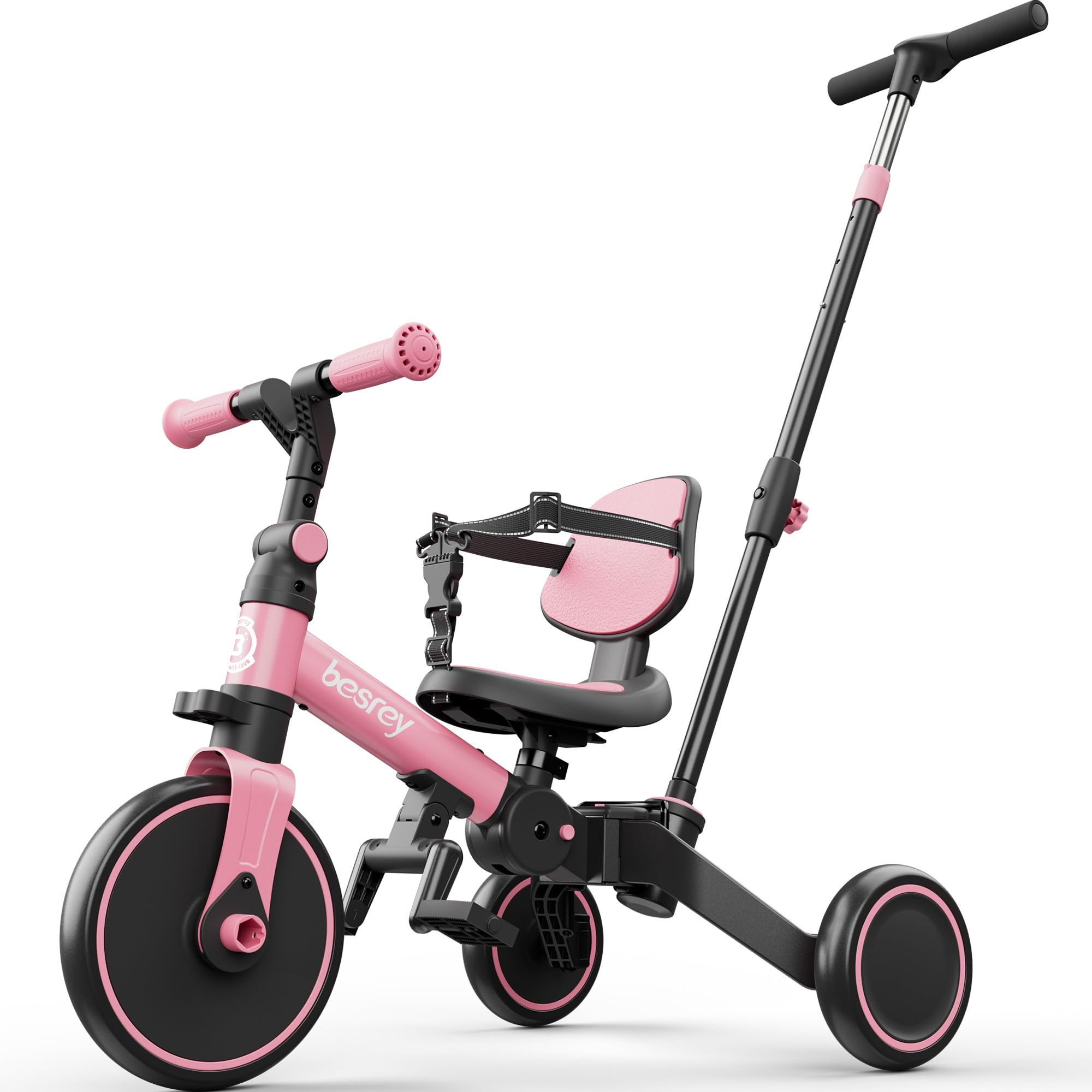 Sponsored Ad – Toddler Bike with Parent-Controlled Push Handle for 1-3 Years Old Girls and Boys, Foldable Kids Push Tricycle, Toddler Tricycle with Removable Pedals, Height Adjustable Seat