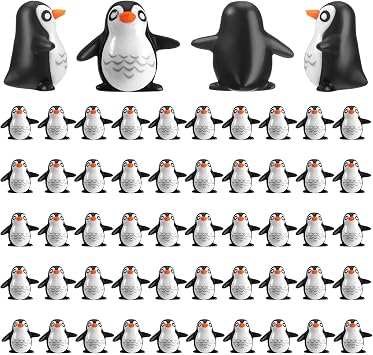 JellyArch 30 Pcs Miniature Penguin Figurines Bulk 0.87 Small Resin Arctic Animals Toys Penguin Cake Topper for Fairy Garden Figures to Hide Micro Landscape DIY Scene Birthday Party Decor