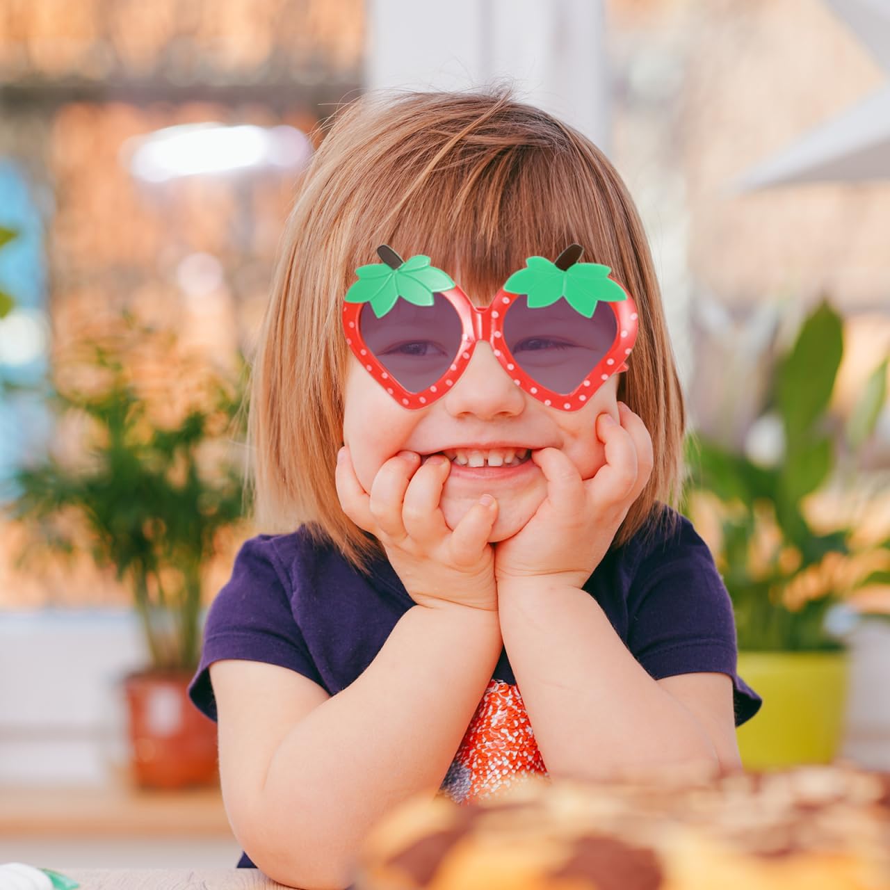LIOOBO 4pairs Boy Girl Strawberry Sunglasses Funny Strawberry-shaped Glasses for Girls for Parties Festivals and Birthdays Lightweight and Adorable Accessories for Boy Girl