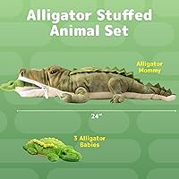 Vista 3 de PREXTEX Juguetes de peluche de cocodrilo con 3 animales de peluche de cocodrilo para bebés, cremalleras de cocodrilo, 3 pequeños cocodrilos