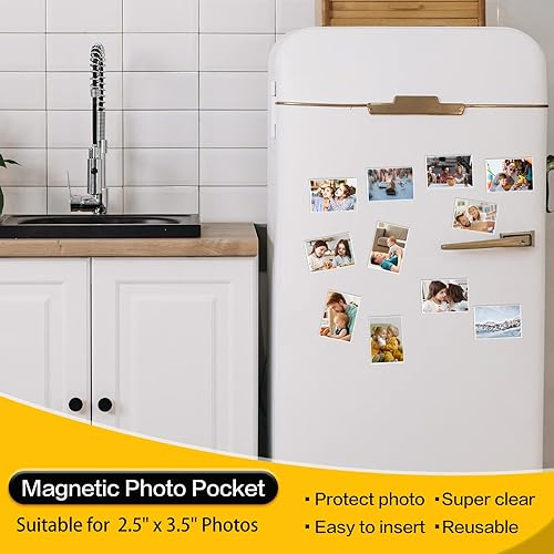 Miniatura 5 de YixangDD Paquete de 20 portarretratos magnéticos para refrigerador de 25 x 35 pulgadas marcos de fotos magnéticos color blanco
