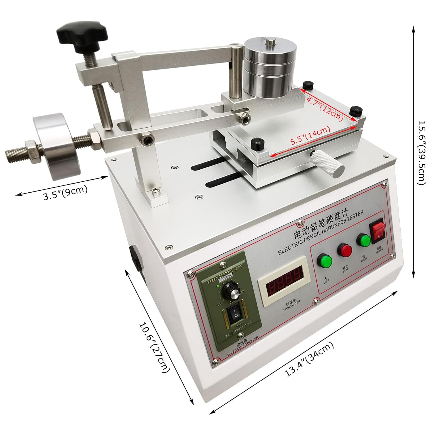Electric Paint Coating Hardness Scratch Tester Pencil Hardness Testing Machine Coating Scratch Resistance Tester 0.2"/sec 500g 250g 250g for Abrasion with Pencil Set 110V