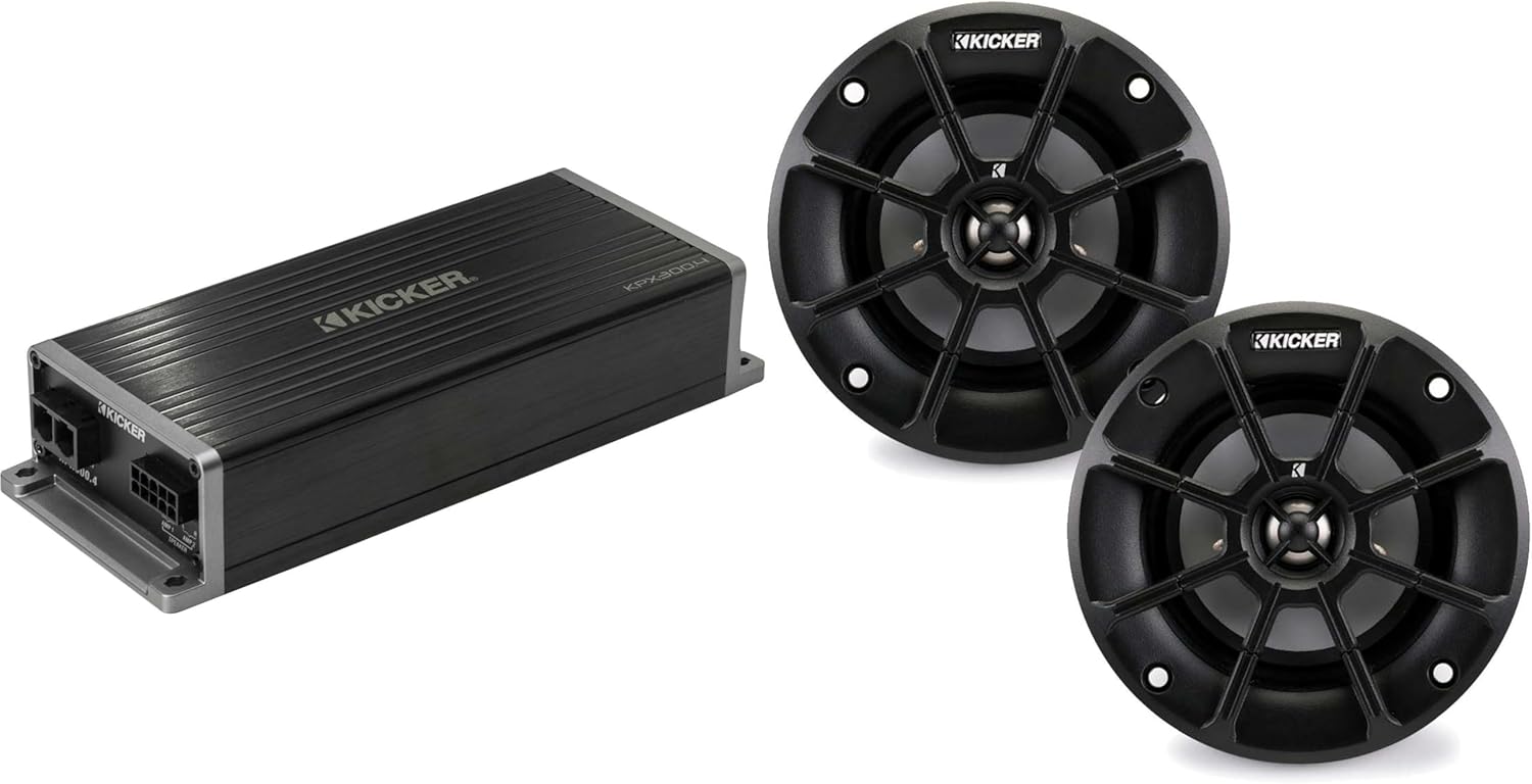 Amplificador KICKER KPX300.4 para Moto y 4 Parlantes 2 Ohm
