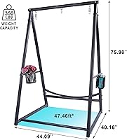 Vista 2 de YOXIFOC Base reforzada y soporte de hamaca de estructura triangular con 2 cestas de almacenamiento, soporte de columpio con 3 ganchos