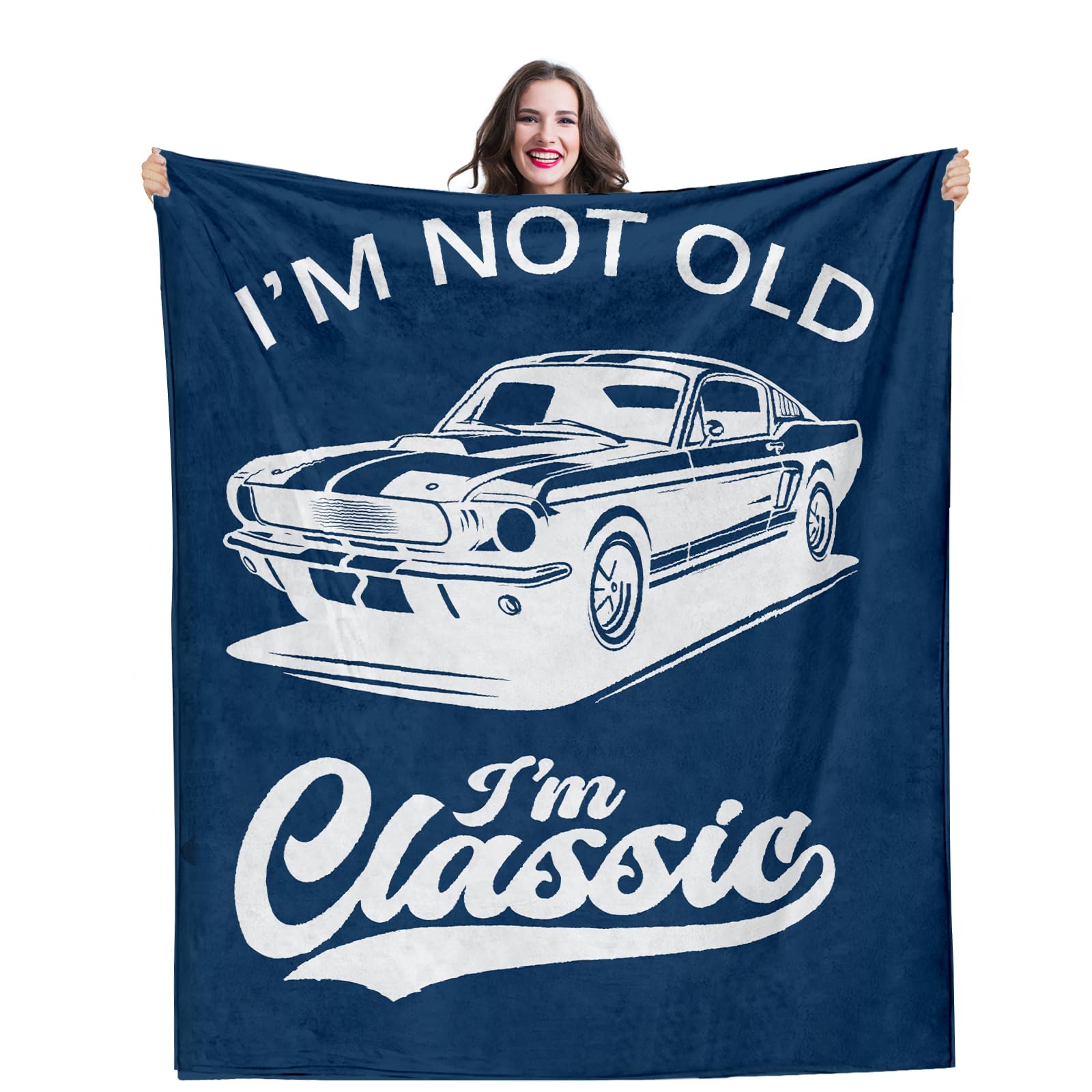 Birthday Gifts for Men, Fathers Day Funny Gifts for Daddy from Daughter Son Wife, Birthday Gift for Dad Husband Papa Grandpa, Soft Throws Blanket for Travel Couch Bed Camping Napping, 60"x50",Blue