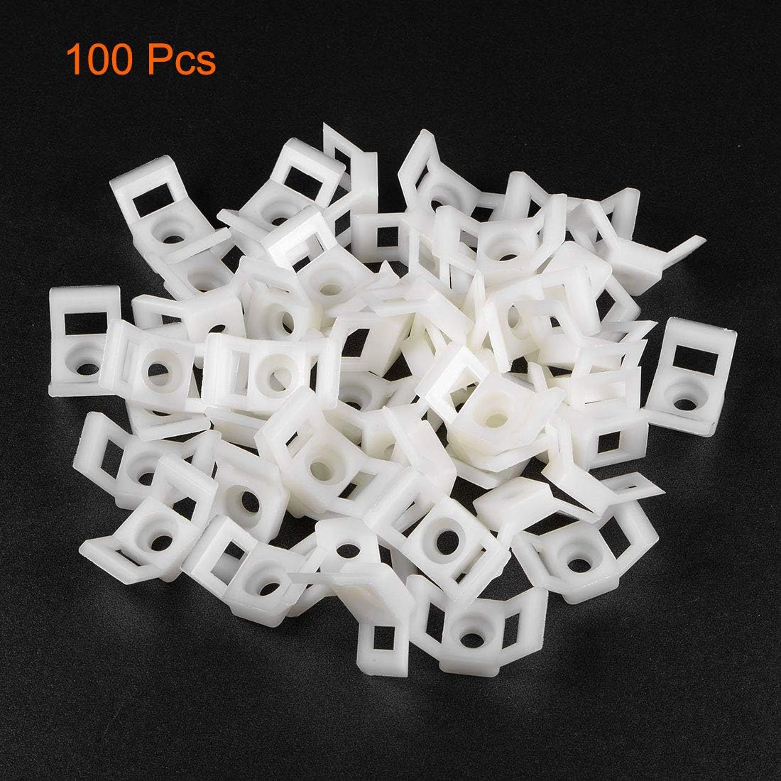 uxcell Cable Tie Base Saddle Type Mount Wire Holder Permanently Anchor To Wall Desk 29x15x12mm White 100pcs