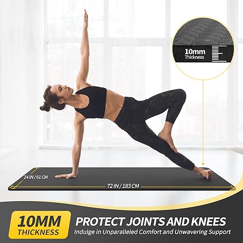 Miniatura 2 de CAMBIVO Tapete de yoga extra grueso para mujeres, hombres y niños, tapete de yoga profesional TPE, tapete de entrenamiento con correa de transporte