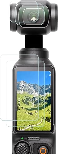 DJI Osmo Pocket 3 Protector de pantalla, resistente a los arañazos Ultra-HD de vidrio templado LCD y protector de lente para DJI Osmo Pocket 3, kit