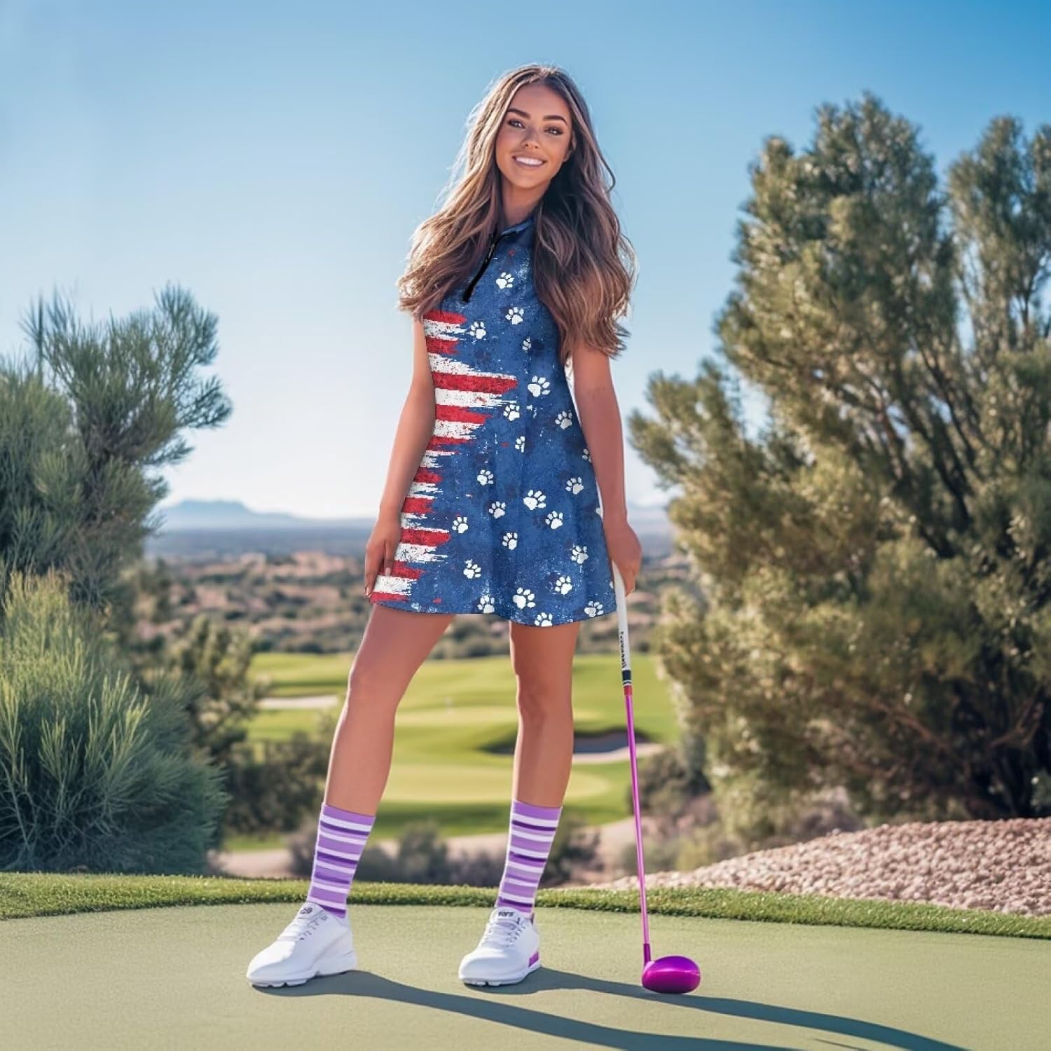 Tennis Dresses for Women Sport Sleeveless V-Neck Golf Dress with Shorts and Pocket Workout Athletic Sun Protection