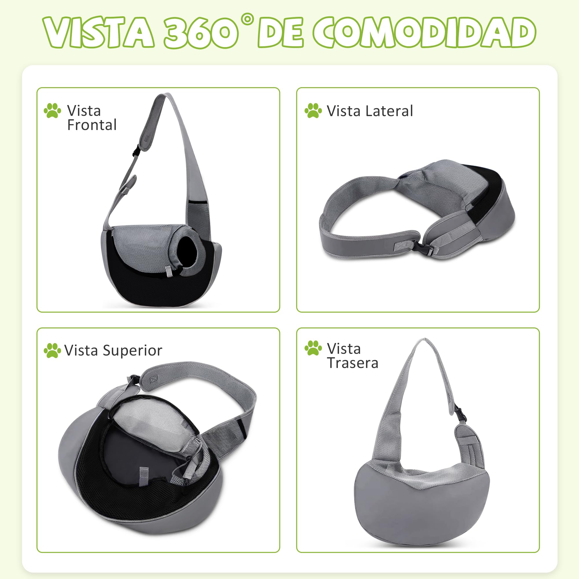 ALLSOPETS Transportín Bandolera para Perros y Gatos, Bolsa de Transporte Mascotas Pequeñas, Bolsa de Transporte para Viajes, Paseos y Visitas al Veterinario (Negro Clásico, S)