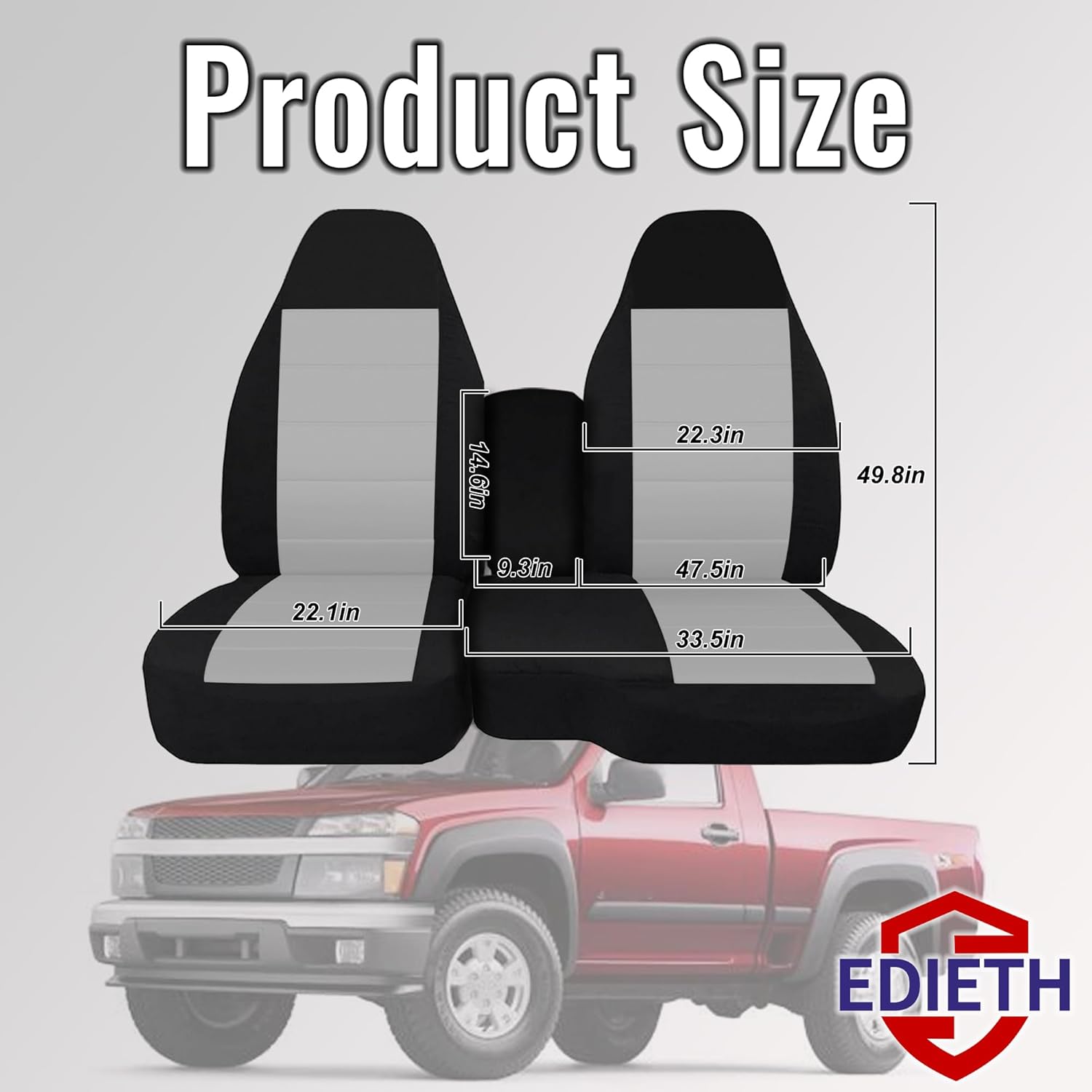 ESMING 60/40 Front Split Bench Seat Covers for Chevy Colorado GMC Canyon 2004 2005 2006 2007 2008 2009 2010 2011 2012 with Console Armrest Protector Accessories Knitted Fabric Breathable-Light Gray