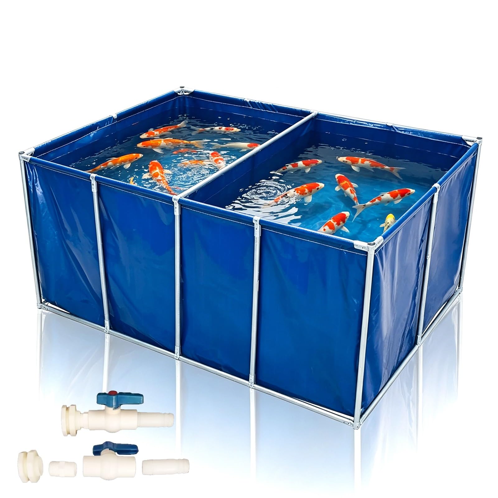 Stagno per pesci con telaio in acciaio zincato, tela pieghevole in PVC, design a tenuta stagna per l'allevamento ittico e l'acquacoltura, ideale per acquacoltura fuori terra