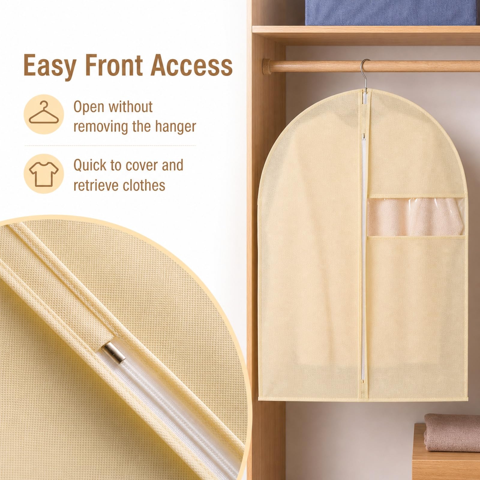 Funda Traje Transparente Bolsas Guardar Ropa Fundas Ropa Transparente Funda Ropa Armario Fundas para Trajes Fundas Translúcidas Ropa Antipolvo Fácil Limpiar para Camisas y Abrigos