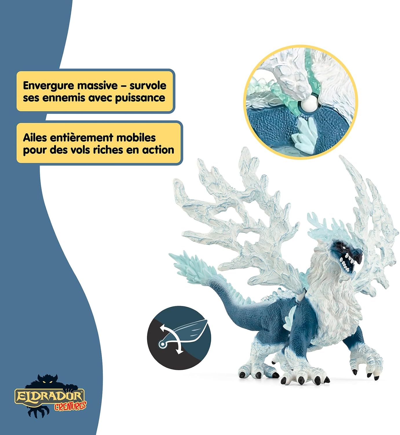 Schleich ELDRADOR Creatures | Dragon de Glace 70790 | Figurine Monstre avec Ailes Mobiles et éléments Transparents | Cadeau pour Filles et garçons | Jouet dès 7 Ans | 20 x 15 x 13 cm — image 4