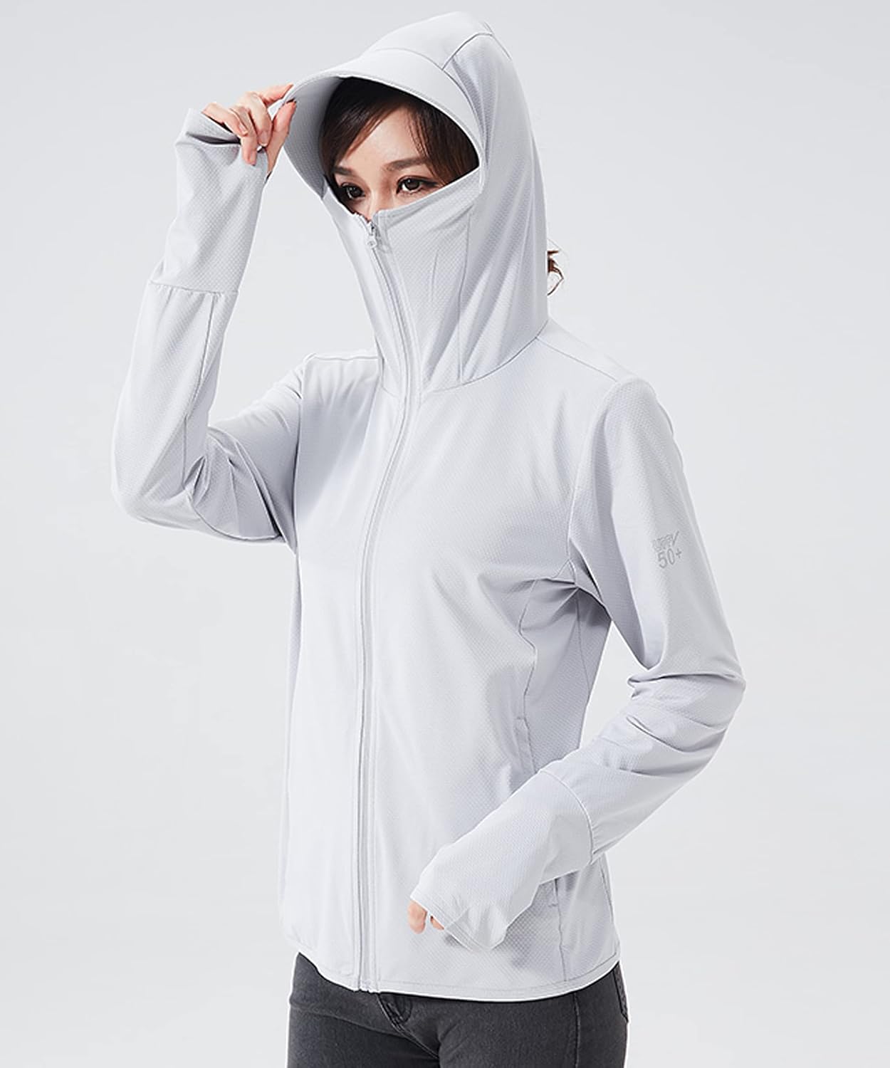 C2M Women's UPF 50+ Sun Protection Shirt Hooded Cycling Fishing Jacket - Image 3