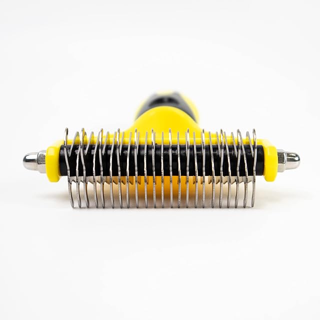 Foto 7 de 7 de GLÜCKPET Cepillo para Perro, Elimina el Pelo Muerto, Desenreda Nudos, Amarillo, Certificado CE
