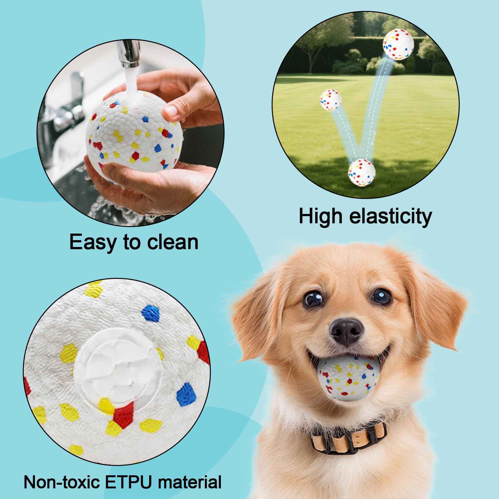 Lot de 6 balles pour chien, spécialement conçues pour les chiens qui aiment mâcher, balles blanches de 5,6 cm, résistantes aux taches/faciles à nettoyer, parfaites pour lanceur de balles