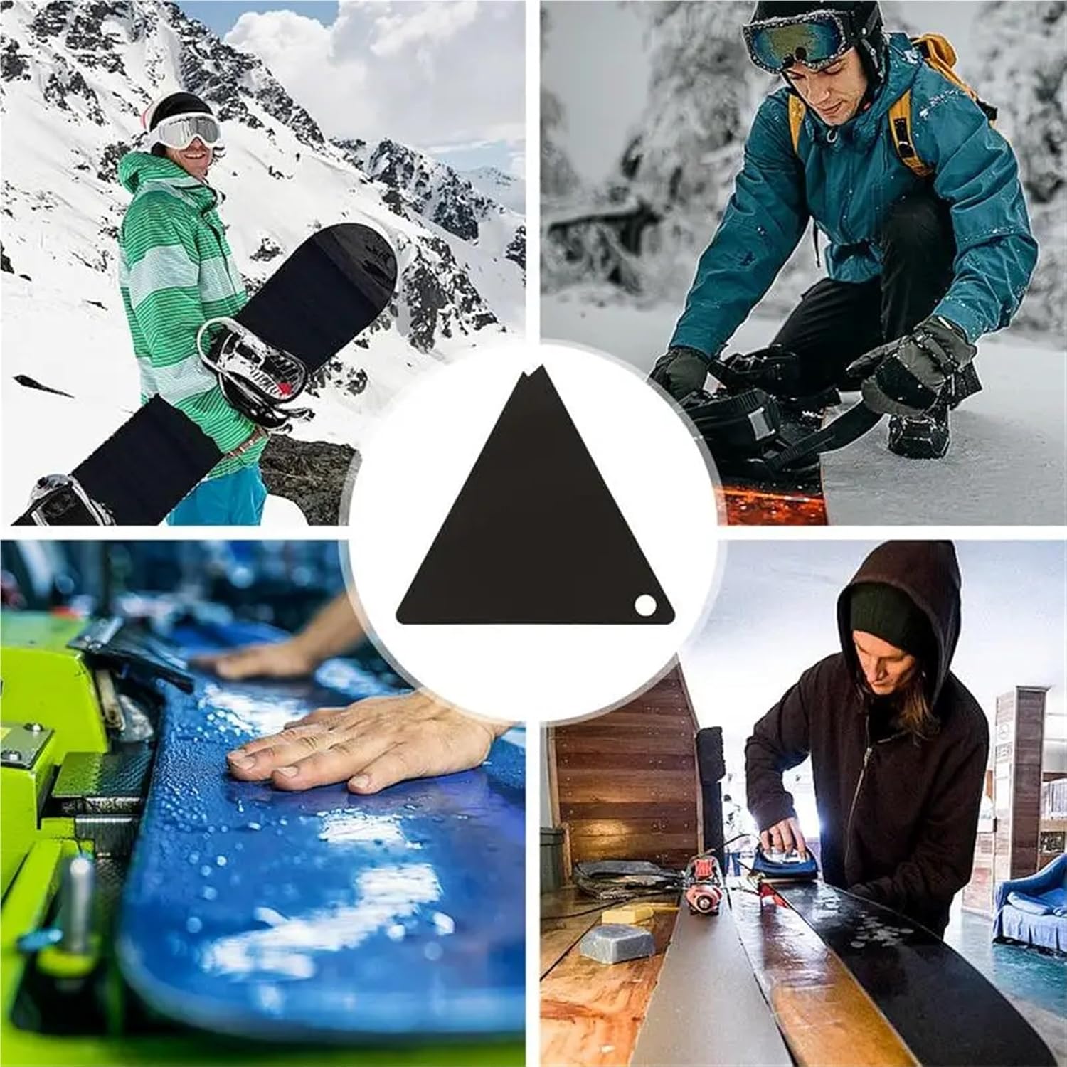 Ski wax scraper set, Snowboard Scraper Tool 4 PCS Ski Tuning Triangle and Waxing Kit for Wide Outdoor Sport Equipment