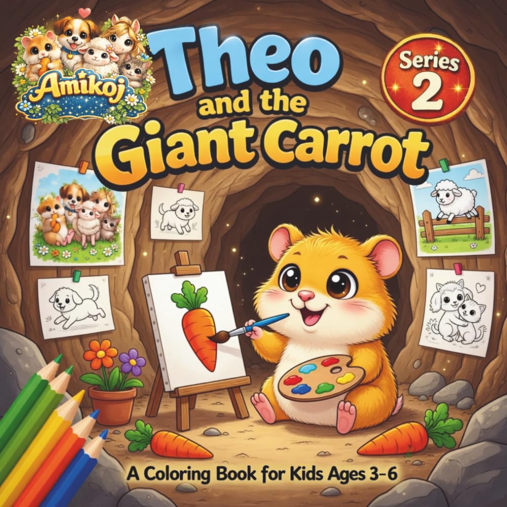 Theo and the giant carrot: A coloring Book for Kids Ages 3 to 6: Inspired by the Companion Storybook (Amikoj’s Little Friends)