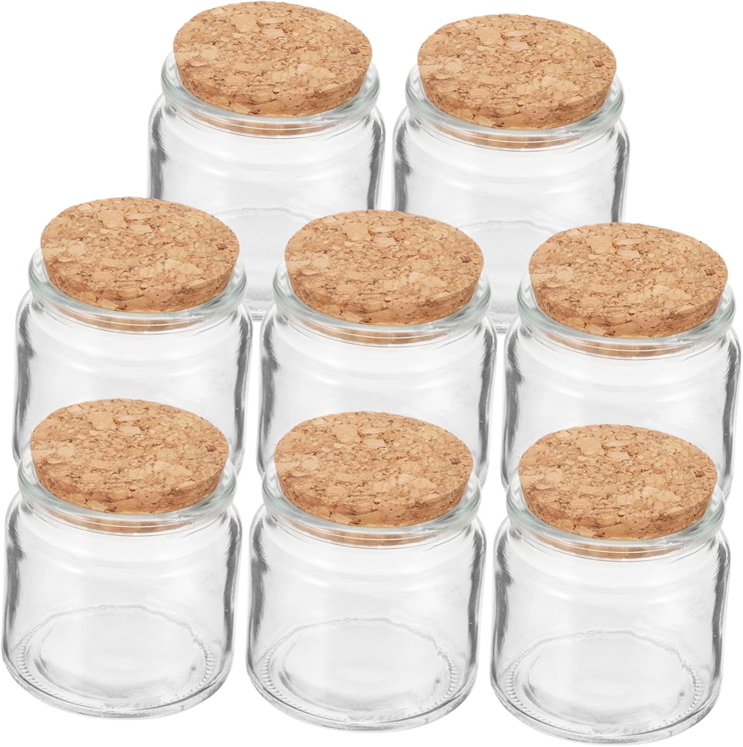 NUOBESTY 8pcs Transparent Glass Candle Jars with Cork Lids Aromatherapy Candle Holders for DIY Projects Versatile Storage for Tealights Crafts and Home Decor