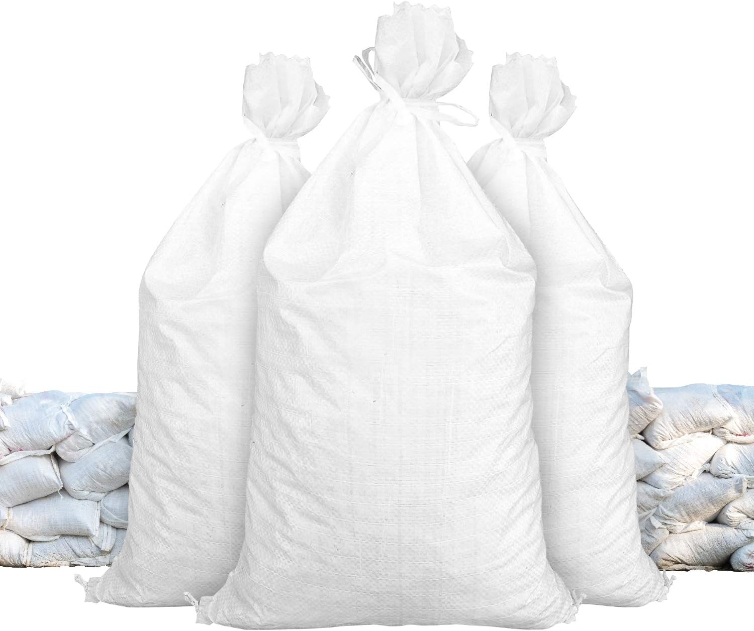Sandbags for Flooding - Size: 18" x 30" - Color: White - Sand Bag - Flood Water Barrier - Water Curb - Tent Sandbags - Store Bags by Sandbaggy (25 Bags)